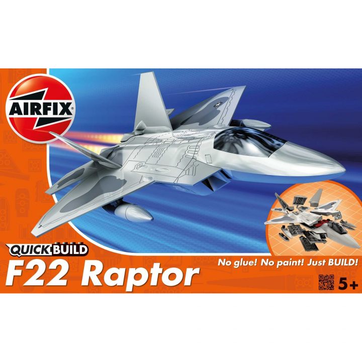 Plastikov model letadla Lockheed Martin F22 Raptor - Quick Build, zacvakvac jako LEGO - Airfix J6005