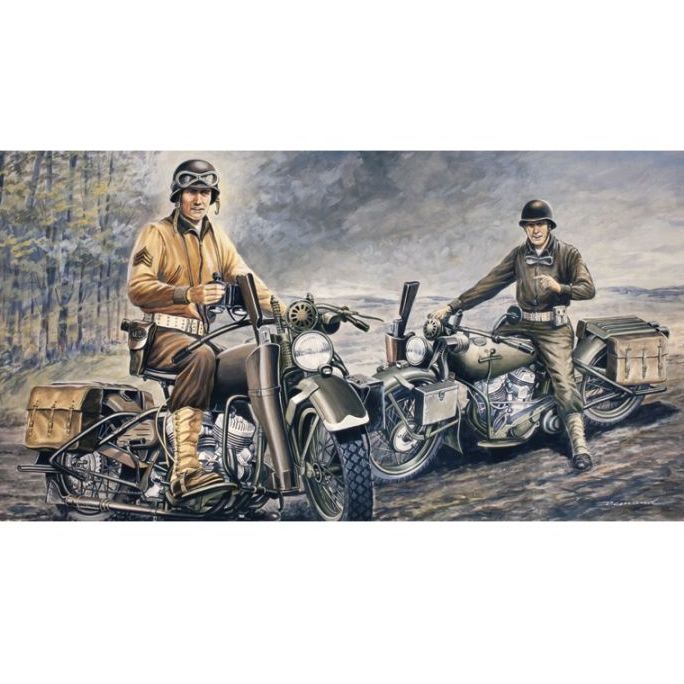 Plastikov model motorek U.S. MOTORCYCLES WW2 D-DAY (1:35) - Italeri 0322