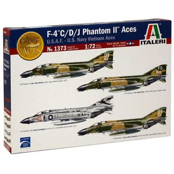 Plastikov model letadla F-4 C/D/J PHANTOM II ACES USAF-US Navy Vietnam ACES (1:72) - Italeri 1373