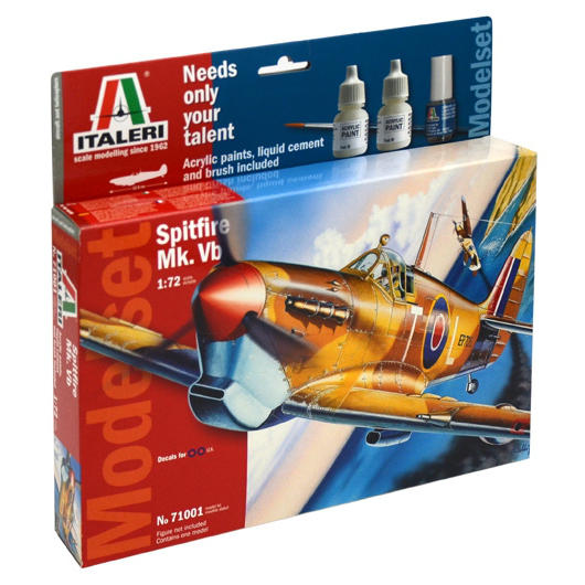 Plastikov model letadla Spitfire Mk. Vb. (1:72) - ModelSet, vetn barev a lepidla - Italeri 71001