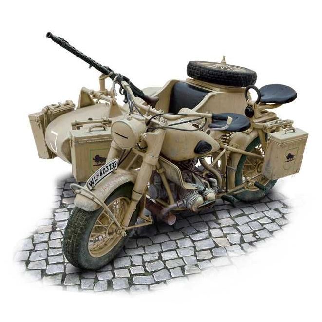 Plastikov model motorky German Military Motorcycle with Sidecar (1:9) - Italeri 7403