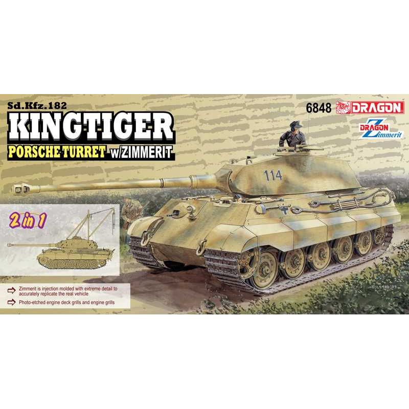 Plastikov model tanku Sd.Kfz.182 Kingtiger Porsche Turret w/Zimmerit (2 in 1) (1:35) - Dragon 6848