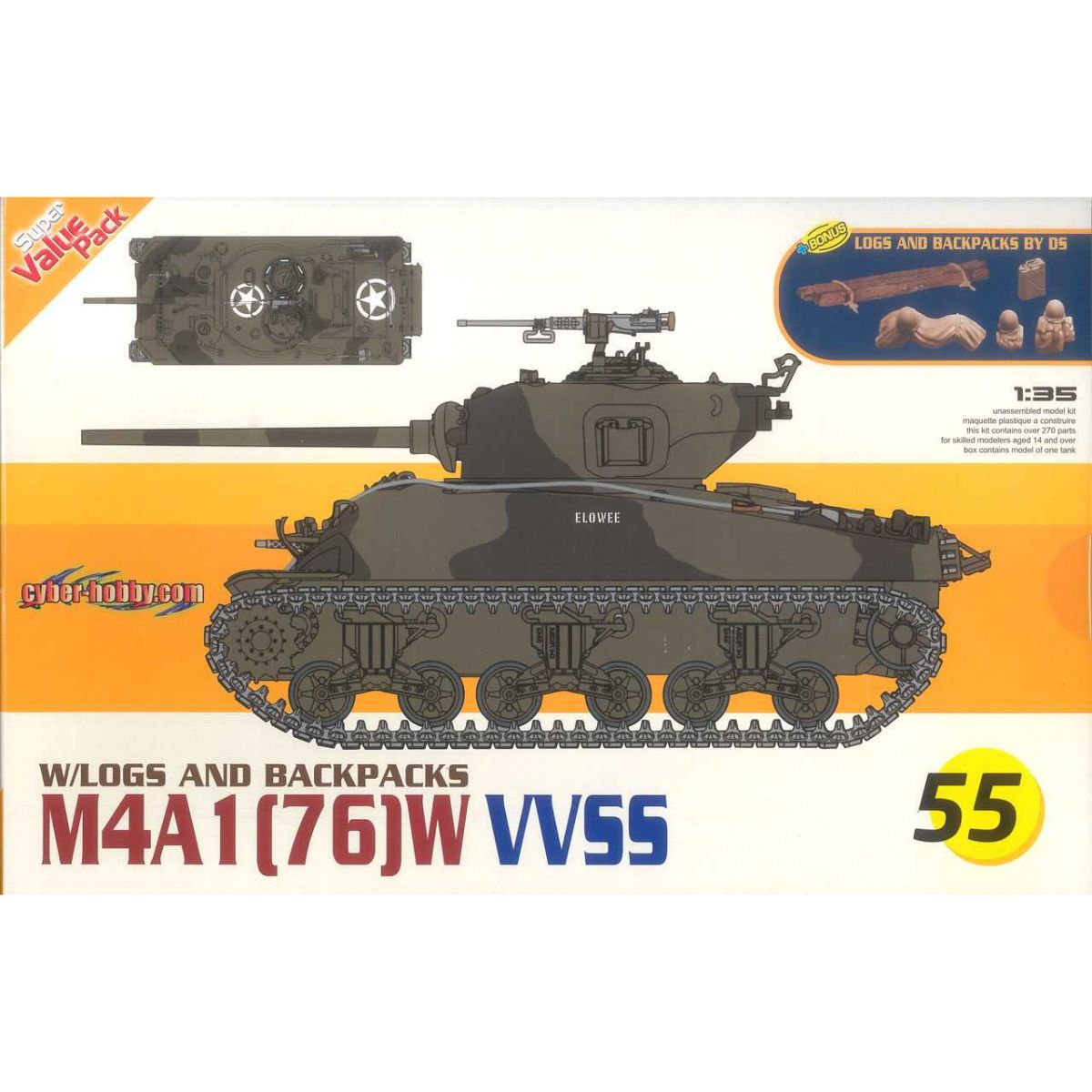 Plastikov model tanku M4A1(76)W VVSS 1:35 - Dragon Modelkit tank 9155