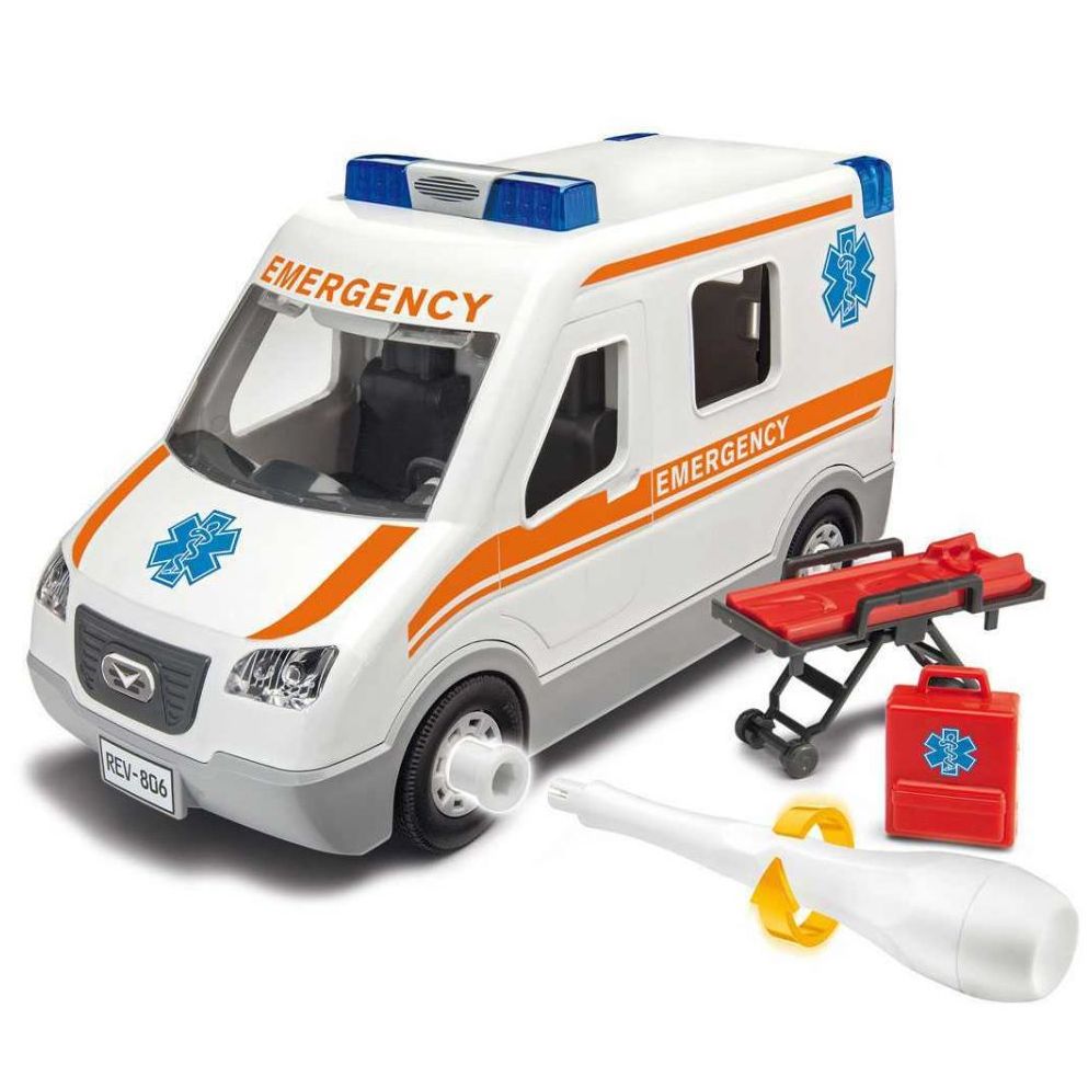 Plastikov model auta Ambulance (1:20) - Junior Kit, roubovac - Revell 00806