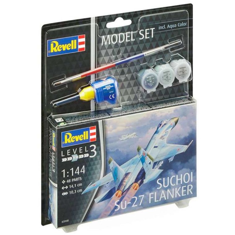 Plastikov model letadla Suchoi Su-27 Flanker (1:144) - ModelSet, vetn barev a lepidla - Revell 63948